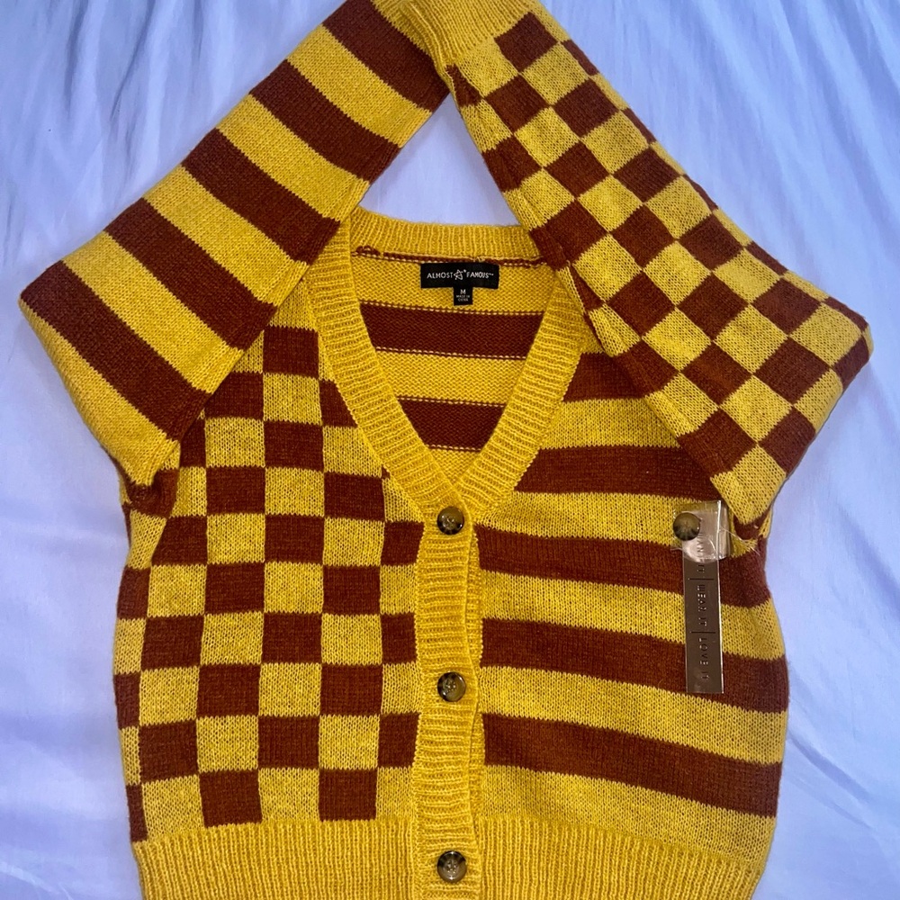 Almost Famous Yellow and Brown Striped Sweater